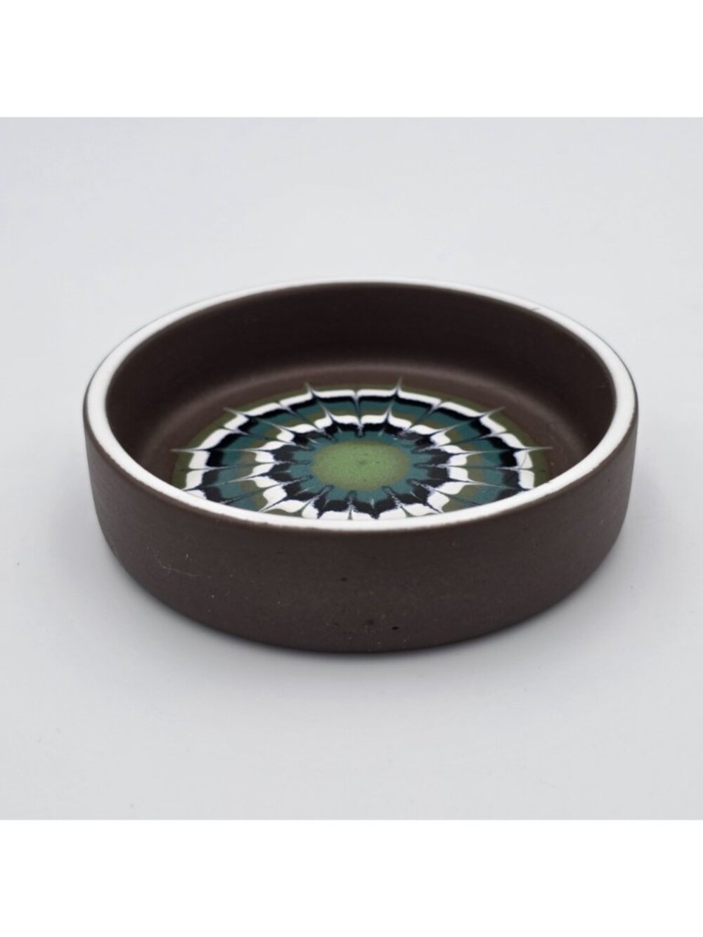 Hornsea Muramic Vitramic Decorative Bowl Geometric Green & Brown Design 3.5" - Picture 4 of 6